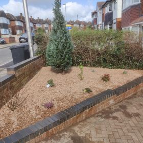 Garden makeover
Before and after photos of this garden. Lawns cut bushes and old plants taken out.
Sleepers laid to create tidy borders and replanted. Raised bed created and graveled then planted. 
Patio cleaned. : Click Here To View Larger Image